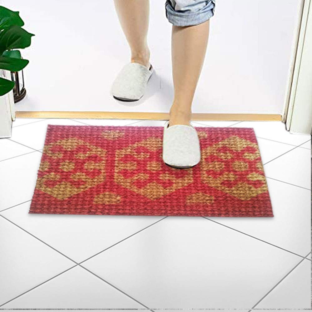 Mats Avenue Coir Rubber Backed Geometric Doormat Multi Color (40x60cm)