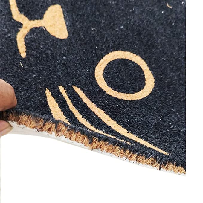 Mats Avenue Cat Shaped Black Coir Doormat (50x80cm), Large