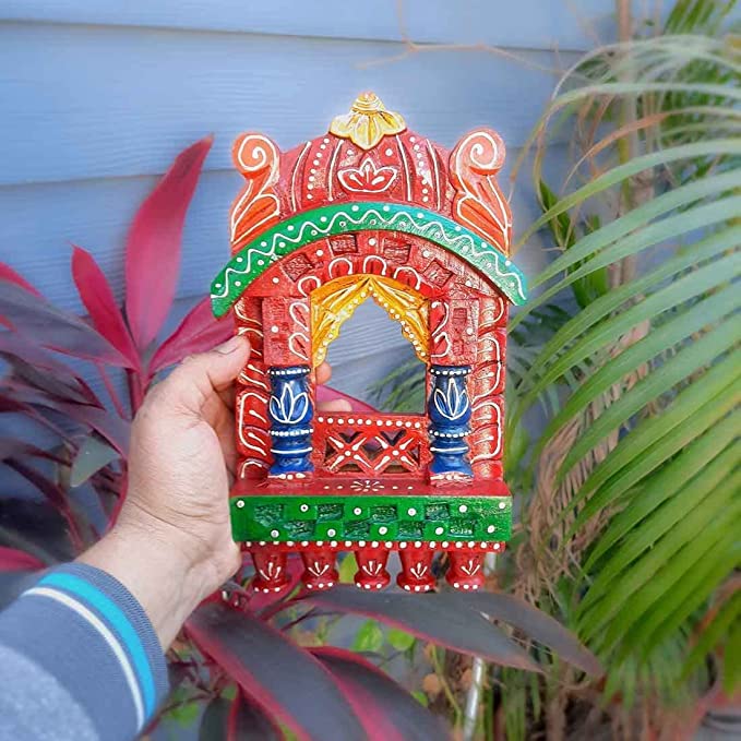 Naturals Export HandPainted Wooden Wall Hanging Jharokha Frame (Multicolor) 10 Inches