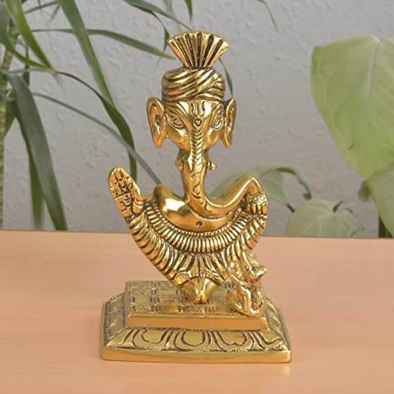 Naturals Export Lord Ganesh Sitting Brass Statue - God of Luck & Success