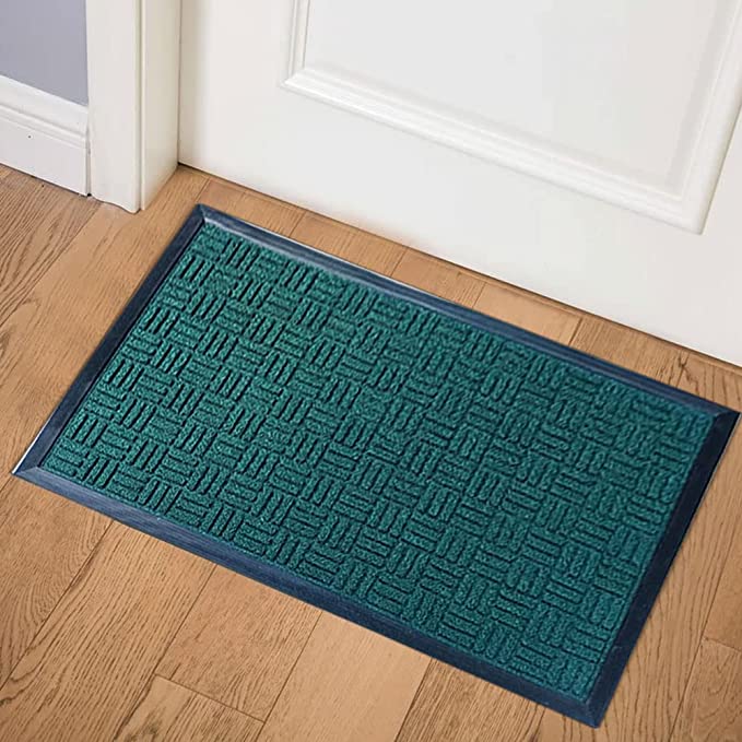 Mats Avenue Geometric Pattern PP Rubber Large Door and Floor Mat (45x75cm), Green