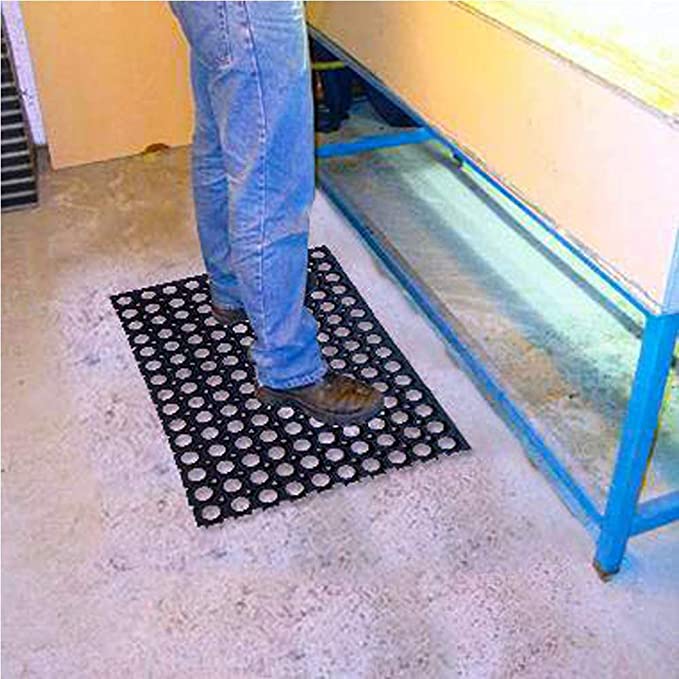 Mats Avenue Rubber Outdoor Doormat (40x60cm, Black with Holes) - Set of 5