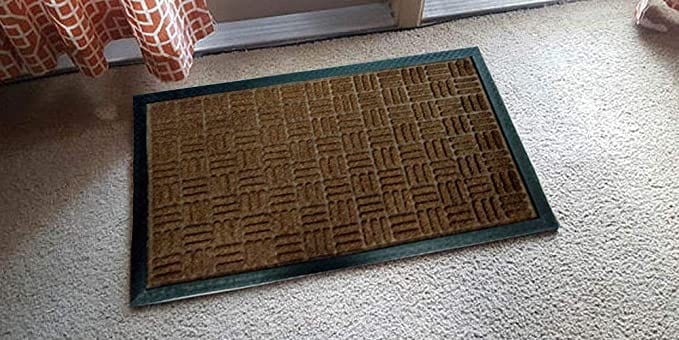 Mats Avenue PP Rubber Backed Geometric Pattern Brown Door Mat (40x60cm) - Set of 2