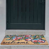 Mats Avenue Coir Door Mat Rubber Backed Printed with Fruit and Leaf Welcome Theme (45 X75cm, Set of 1)