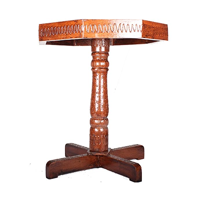 Orbit Art Gallery Handcrafted and Handpainted Wooden Stool Cum Side Table (15 Inch - Set of 2)