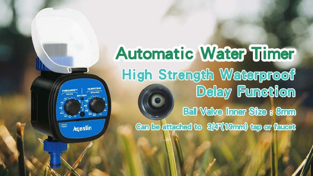 Agromato Automatic Ball Valve Garden Drip Irrigation Water Timer System (Batteries Included)
