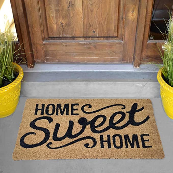 Mats Avenue Home Sweet Home Brown Coir Doormat (40X60cm) - Set of 1