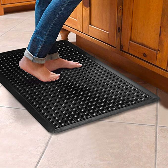 Mats Avenue Rubber Bubble Non-Slip Accupressure Black DoorMat (60x90cm)