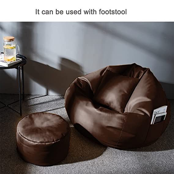 Kushuvi XXXXL Bean Bag with Footrest & Cushion (Faux Leather) With Beans
