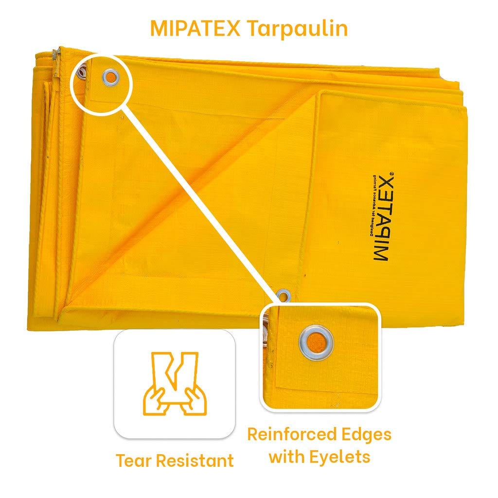 Mipatex Tarapaulin Sheet With Rope (130 GSM, Yellow)