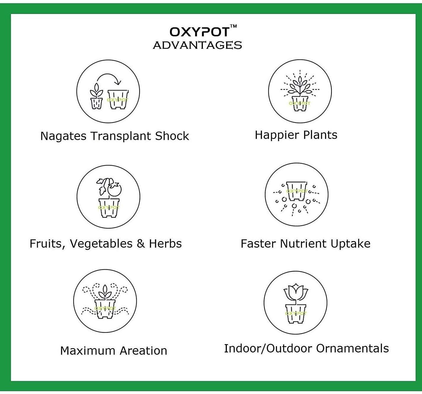 Oxypot 140 GSM Thin Geo Fabric Nursery Grow Bags, Pack of 18