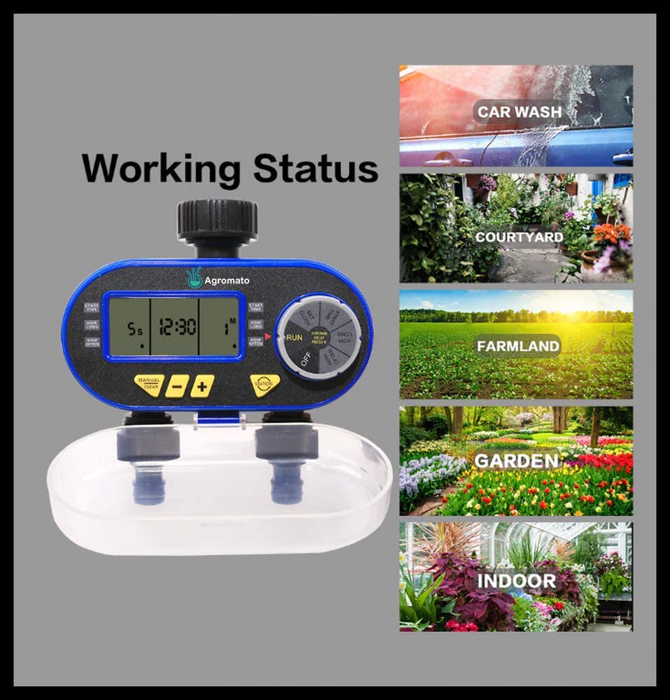 Aqualin Two Outlet Solenoid Garden Drip Irrigation Timer (Batteries Included)