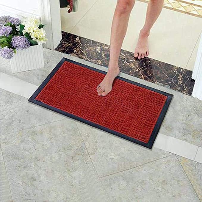 Mats Avenue PP and Rubber Backed Molded Patterned Doormat (40x60cm), Red