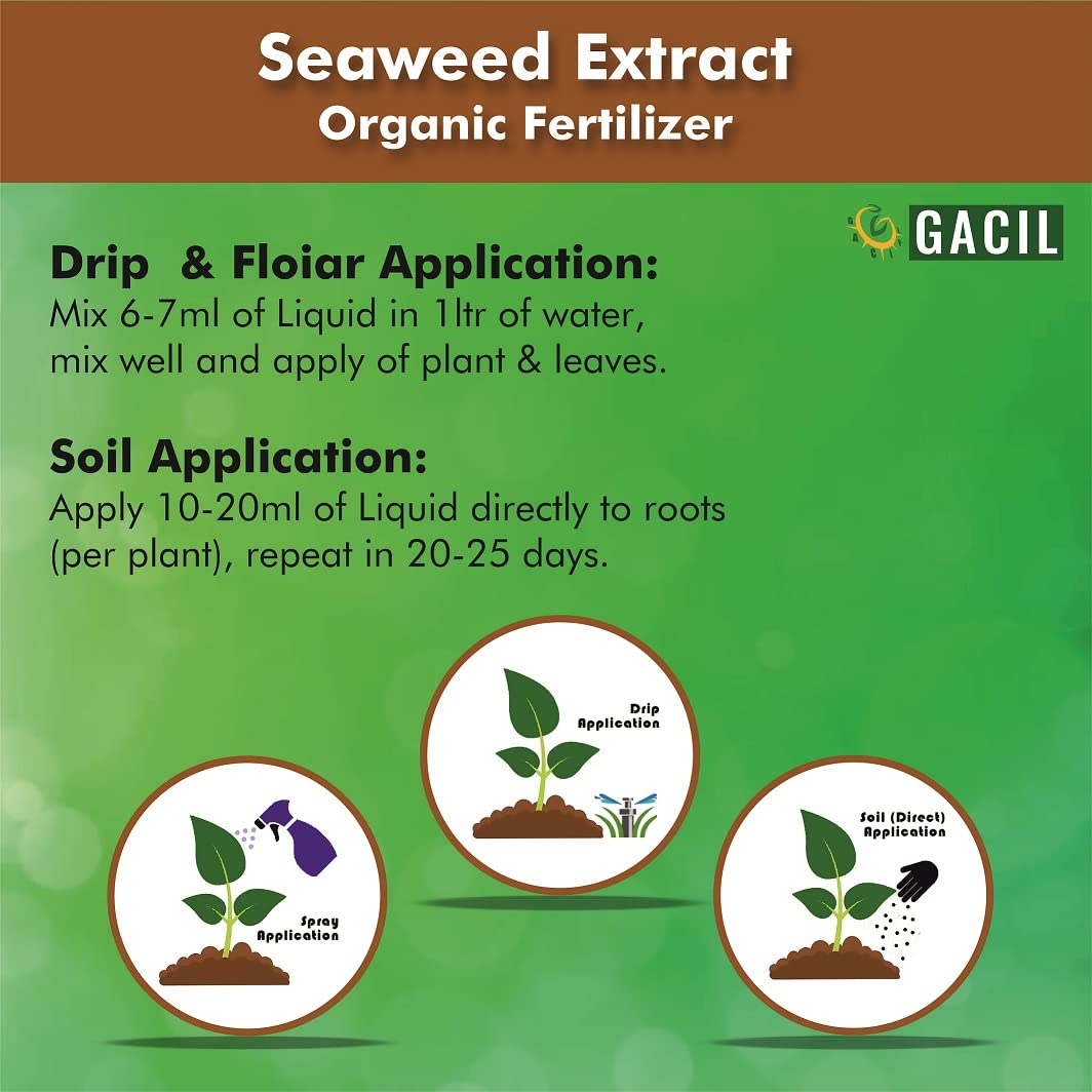Gacil Liquid Seaweed Organic Extracted Fertilizer (100 ml) For Plants