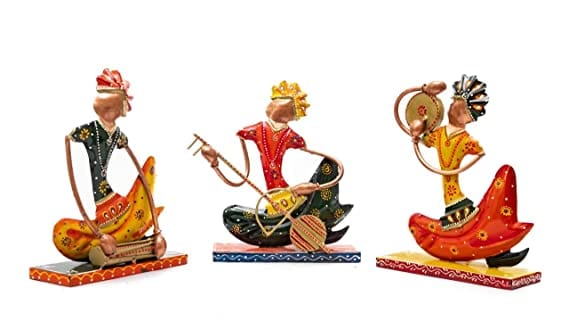 Naturals Export Iron Handmade Decorative Musicians Design Figurine (8 Inches) - Set of 3