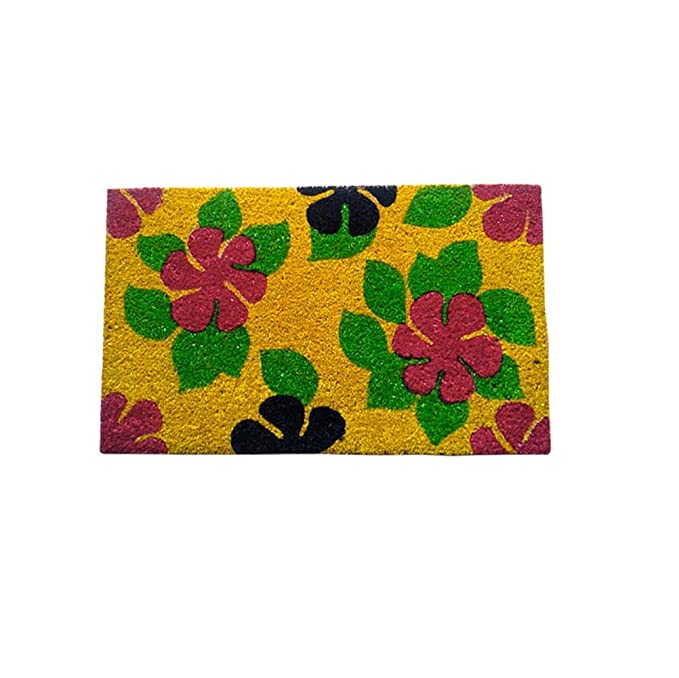 Mats Avenue Coir Door Mat Floral Pattern (45x75cm), Yellow