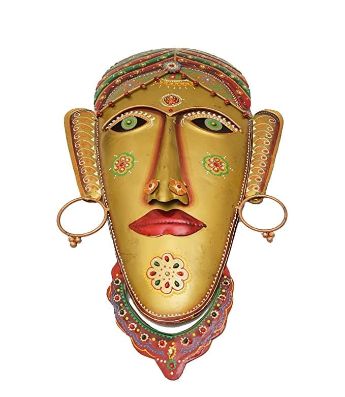 Naturals Export Wall Hanging Terracotta Hand Carved Mask (Set of 1)