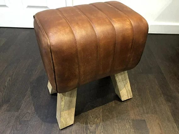 Naturals Export Handmade Leather Pommel Horse Style Footstool (Ottoman)