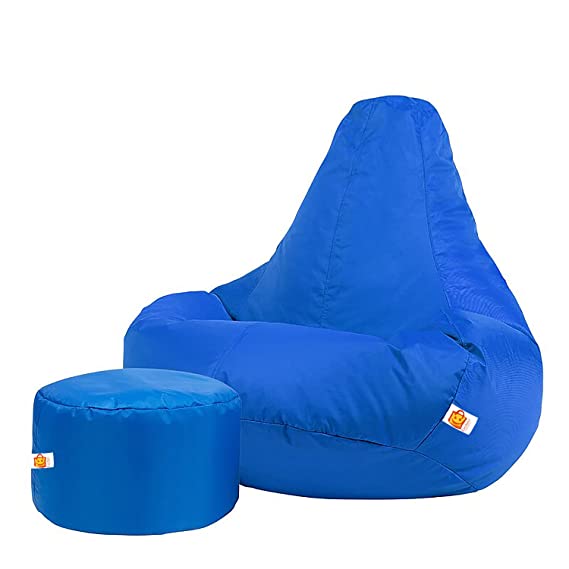 Kushuvi Bean Bag Filled With Beans & Stool (Faux Leather)