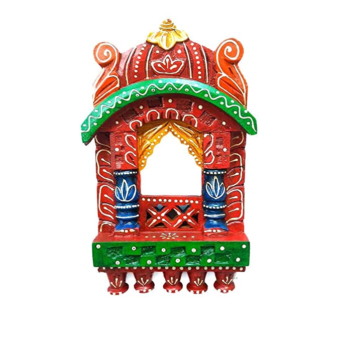 Naturals Export HandPainted Wooden Wall Hanging Jharokha Frame (Multicolor) 10 Inches