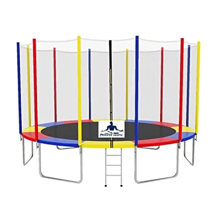 Fitness Guru Trampoline for Kids with Safety Enclosure Net, Canopy and Ladder (8Ft)