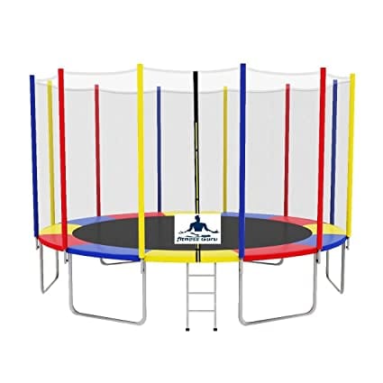 Fitness Guru Trampoline for Kids with Safety Enclosure Net, Canopy and Ladder (10Ft)
