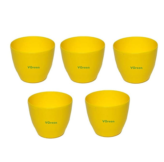 VGreen Table Top Pot & Planter with Tray (Set of 5), Yellow