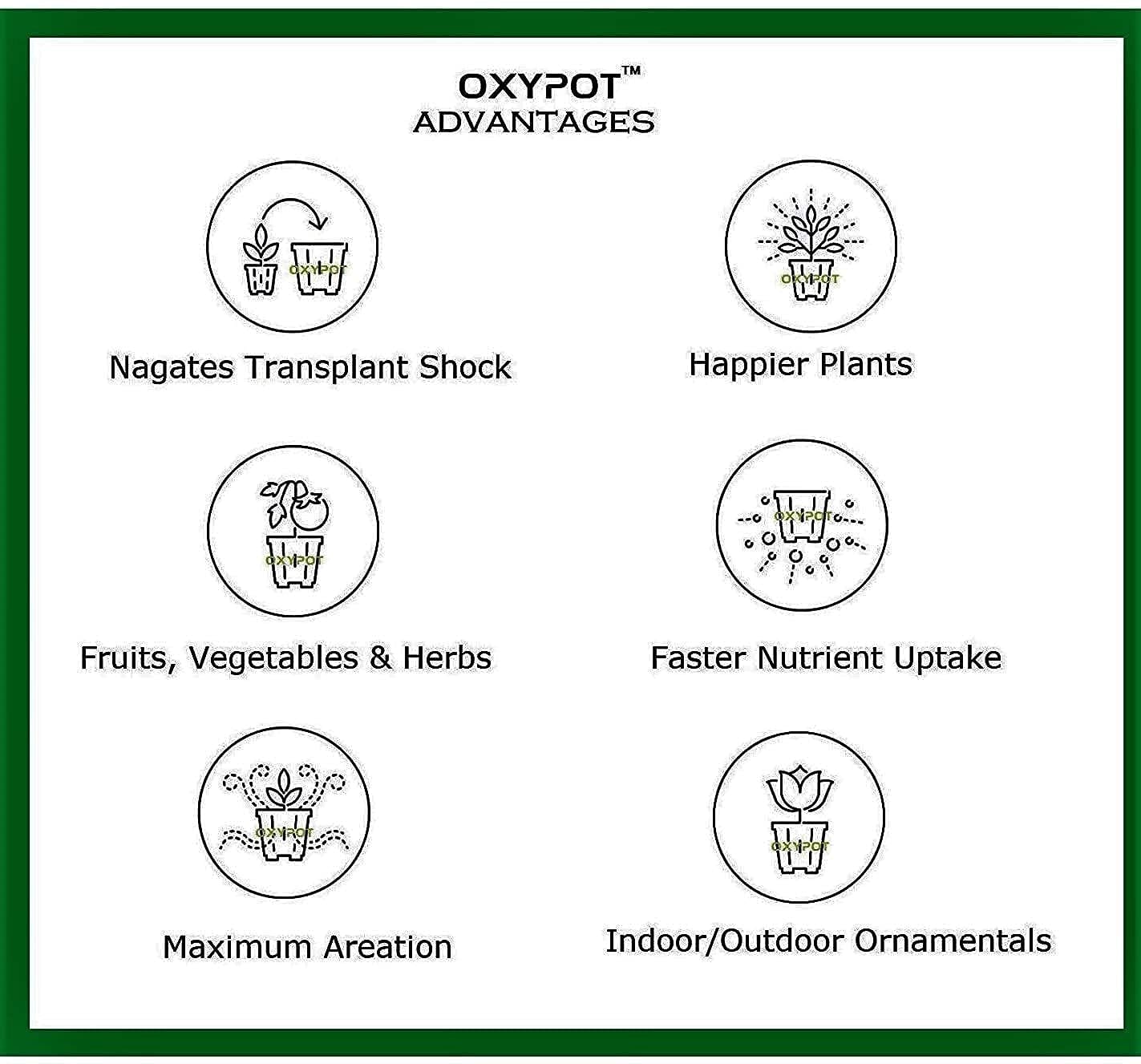 Oxypot Fabric Grow Bags (6.5 x 6.5 Inches)- Pack of 10