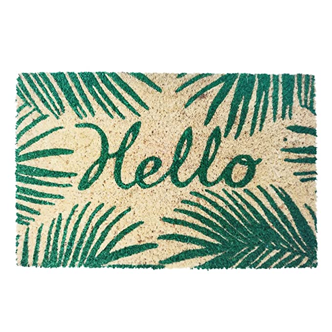 Mats Avenue Green Hello Rubber Backed Coir Door Mat (31x46cm)