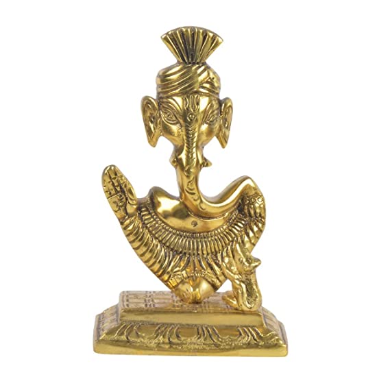 Naturals Export Lord Ganesh Sitting Brass Statue - God of Luck & Success