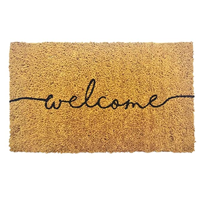 Mats Avenue Coir Door Mat 35x60 cm Hand Crafted Welcome Pattern for All Floor and Entrance Set of 1