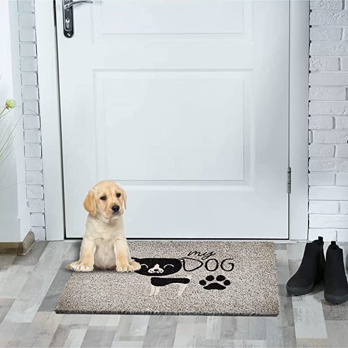 Mats Avenue Dog Theme Coir Doormat (40x60cm) Black and White