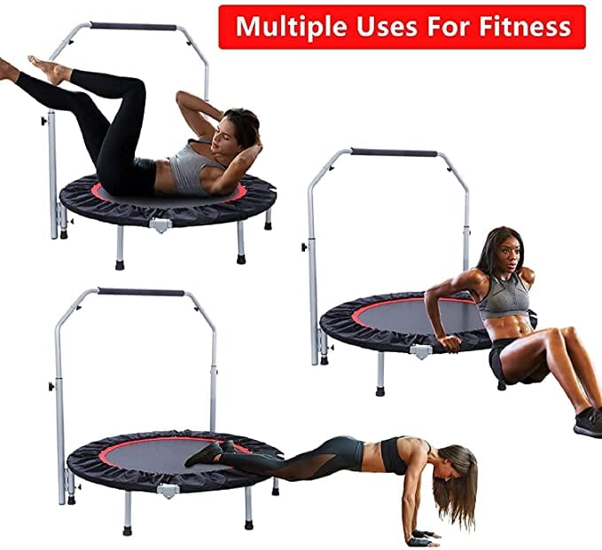 Fitness Guru Max Load 220lbs Rebounder Heavy Duty Finish Trampoline With Safety Pad & Handle