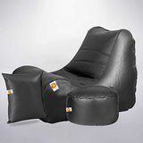 Kushuvi Prefilled Bean Bag Lounger Chair & Puff Stool (Faux Leather)