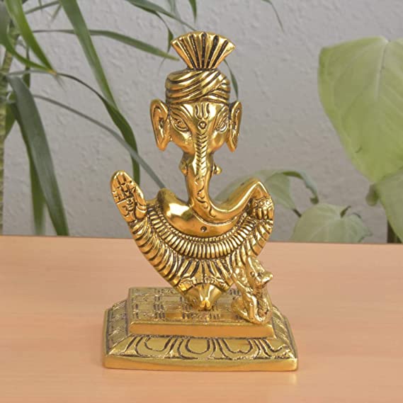 Orbit Art Gallery Lord Ganesh Sitting Brass Statue - God of Luck & Success