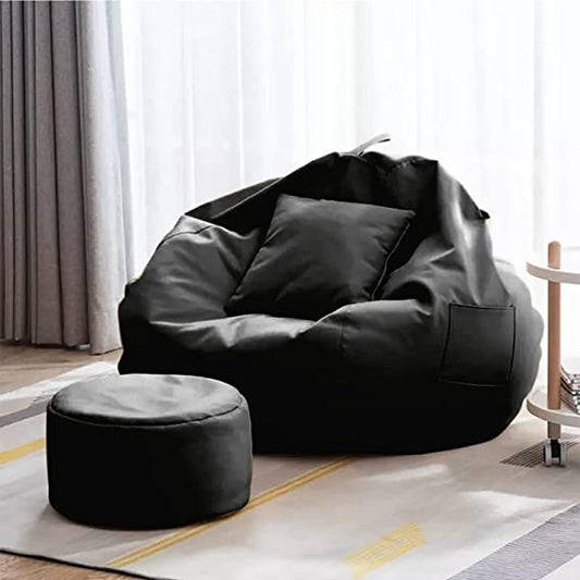 Kushuvi 4XL Bean Bag with Footrest & Cushion (Faux Leather) With Beans