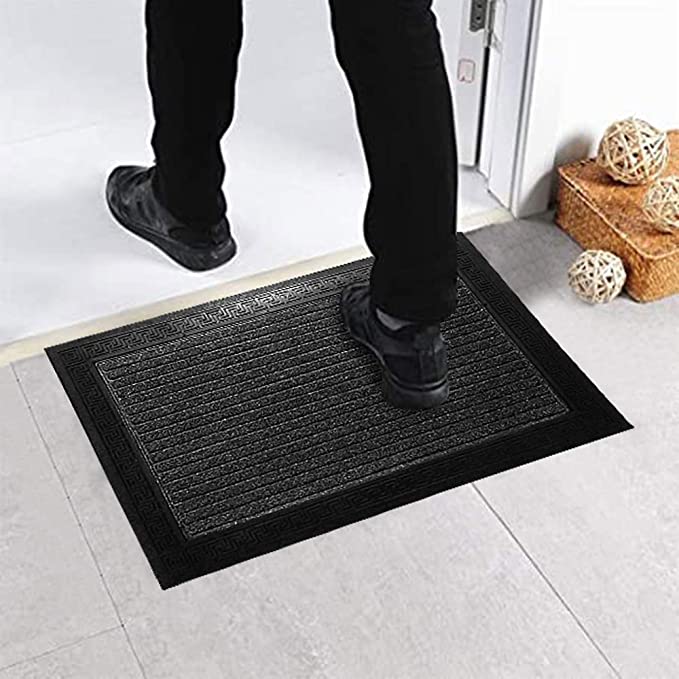 Mats Avenue PP Rubber Solid Pattern Grey Doormat (40x60cm)