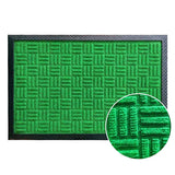 Mats Avenue PP Rubber Backed Molded Patterned Green Doormat (40x60cm) - Set of 2