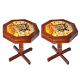 Orbit Art Gallery Handcrafted and Handpainted Wooden Stool Cum Side Table (15 Inch - Set of 2)