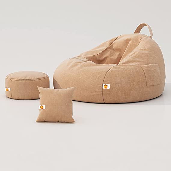 Kushuvi Faux Leather Bean Bag Chair, Cushion & Puff Stool (With Beans)