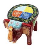 Orbit Art Gallery Elephant Shaped Printed Handcrafted Wooden Stool Cum Side Table (12 Inches)