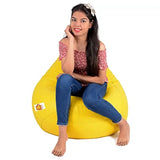 Kushuvi Classic Tear-Drop Shape Bean Bag With Beans (Yellow)