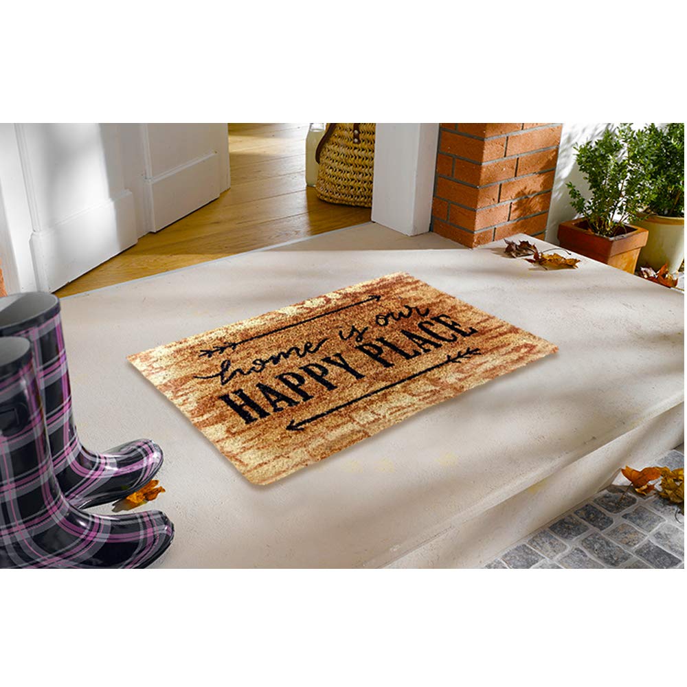 Mats Avenue Coir Door Mat Printed with Home Theme (45x75cm), Brown