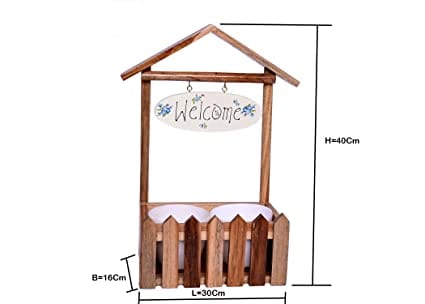 The Weaver's Nest Wooden Welcome Decorative Fence Planter (30 X 16 X 40 cm)