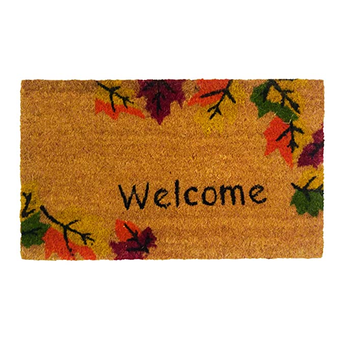 Mats Avenue Coir and Rubber Hand Printed Floral Pattern Door Mat (45x75 cm) Multicolor