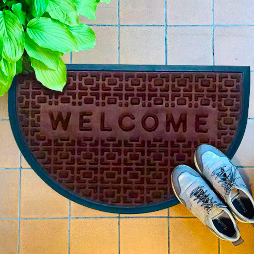 Mats Avenue Half Moon Door Mat PP and Rubber (40x60cm), Brown