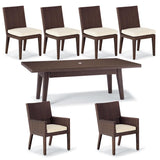 Dreamline Outdoor Garden Patio Dining Set(1+6) 6 Chairs And 1 Table Set (Dark Brown)