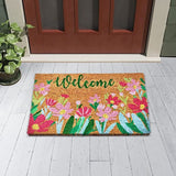 Mats Avenue Multi Color Coir Door Mat Welcome Floral Theme (40x60 cm, Set of 1)