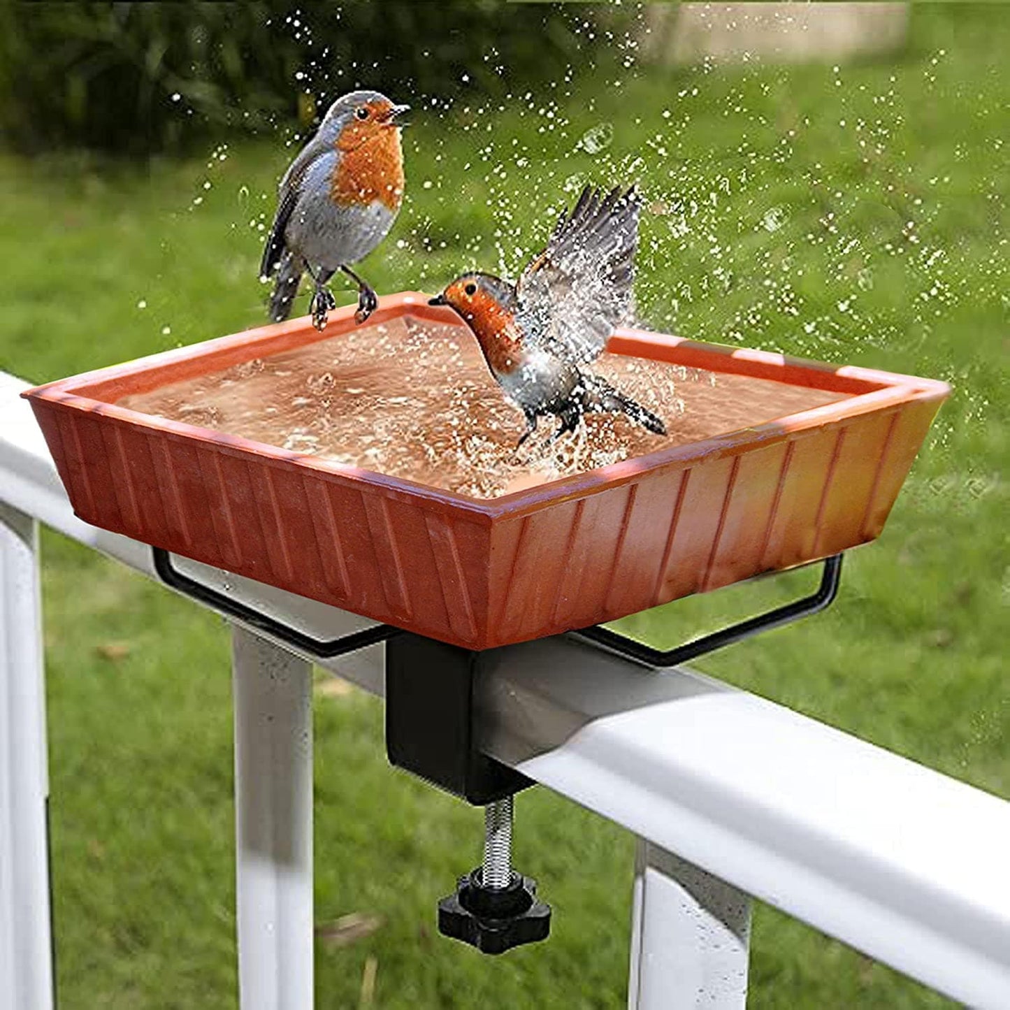 Om Craft Villa Terracotta Earth Brown Square Bird Bath