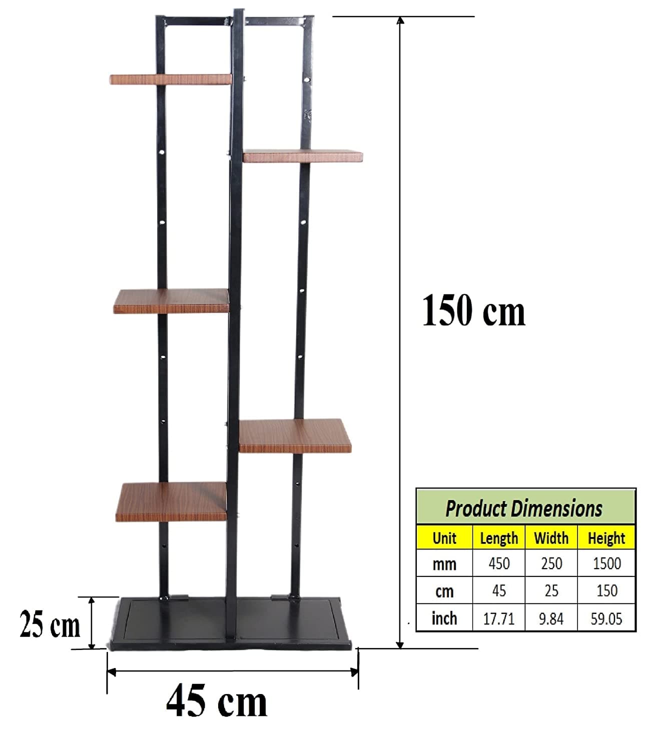 Akura 5 Tier Metal Planter Stand (Wooden Finish)